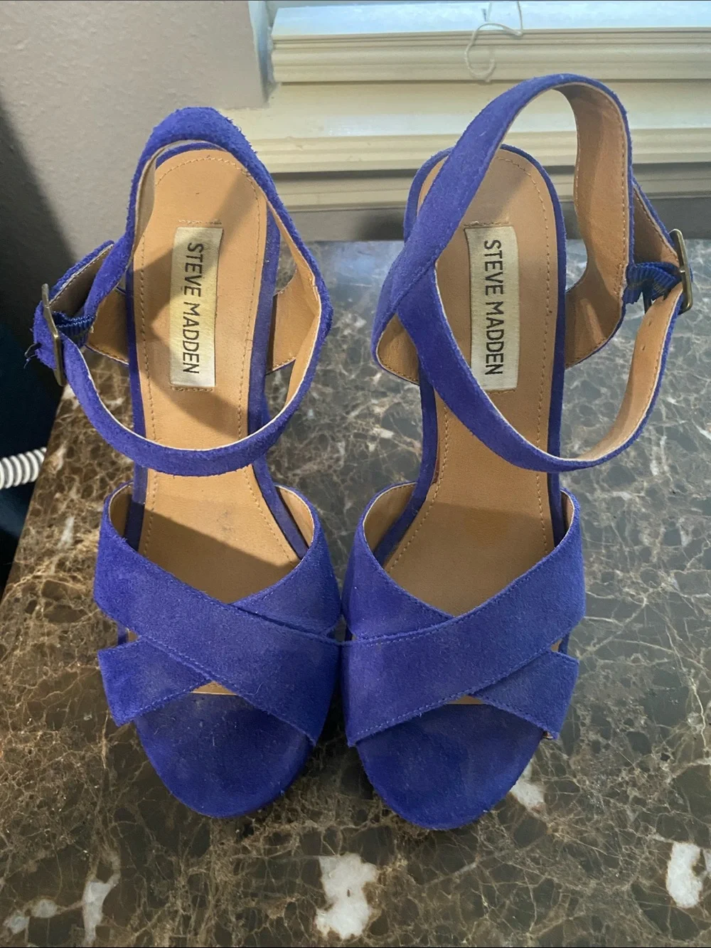 Steve Madden Blue Suede Platform Heels